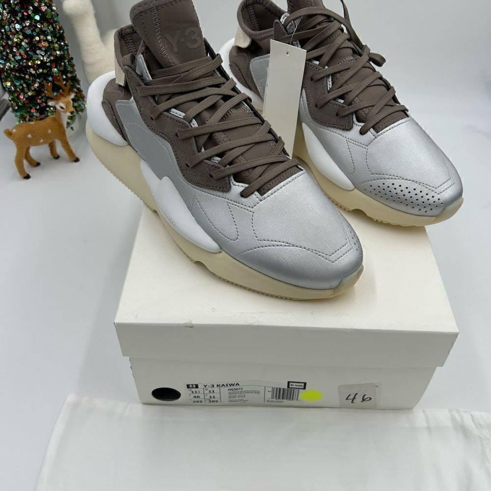 Men’s Adidas Y – 3 kaiwa silver metallic sneaker size 11.5 US - Picture 2 of 12